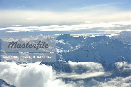 mountain snow fresh sunset at ski resort in france val thorens