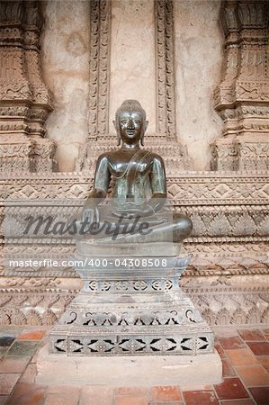 Buddha statue. Wat Ho Phra Keo (Altar of the Emerald Buddha), Vientiane, Laos