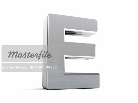 Letter E as a brushed metal 3D object