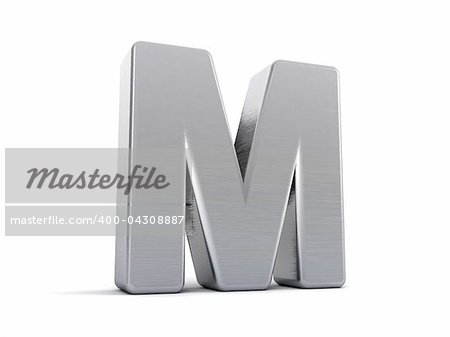 Letter M as a brushed metal 3D object