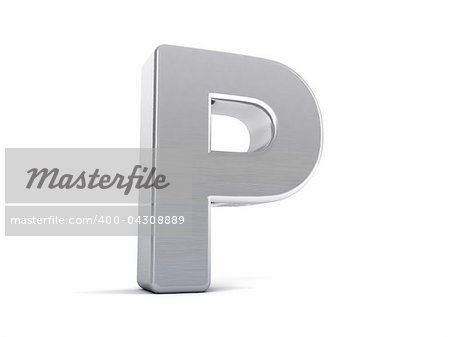 Letter P as a brushed metal 3D object