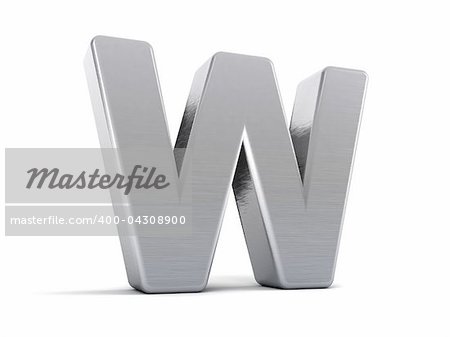 Letter W as a brushed metal 3D object