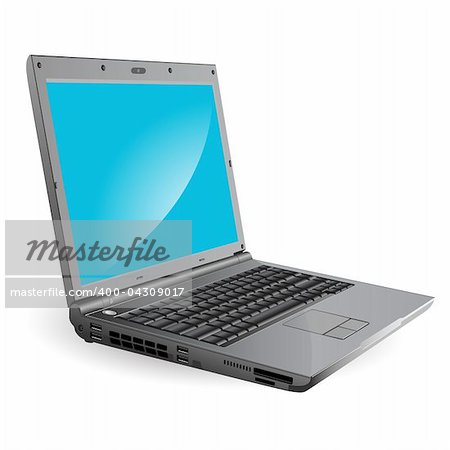 Illustration, separate gray computer on white background