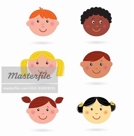 Diversity icons - girl and boys. Vector Illustration.