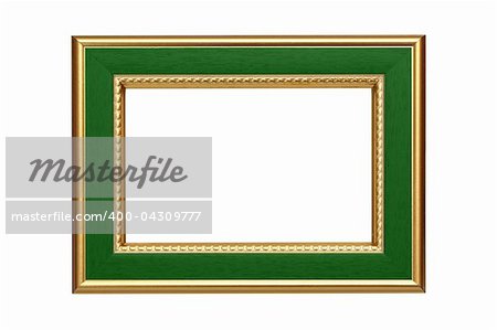 Gold-green frame isolated on white background