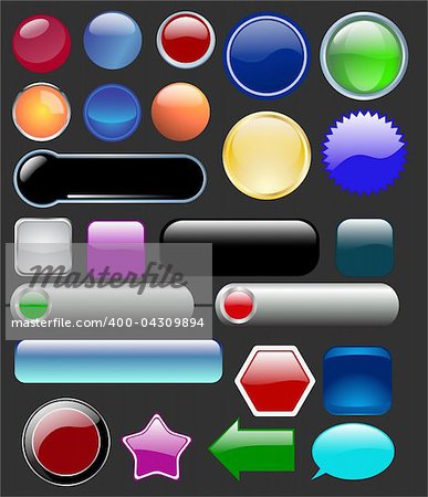 glossy buttons collection - vector