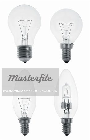 Four Light bulbs isolated on white background.