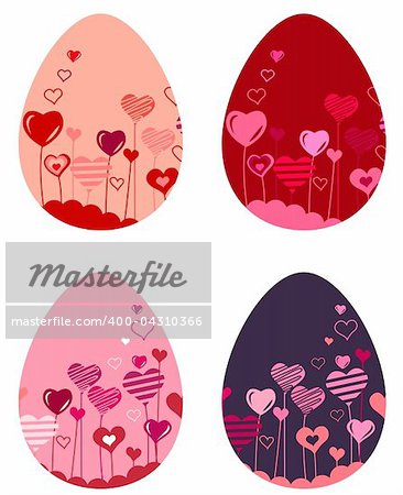 Set of different pretty spring easter eggs