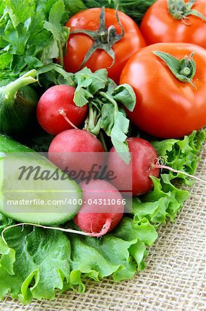 Organic mix of fresh vegetables on the table