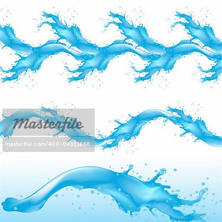 Water set splash detailed. Vector illustration on white background