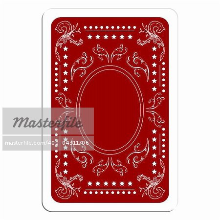 Playing card back over white square background