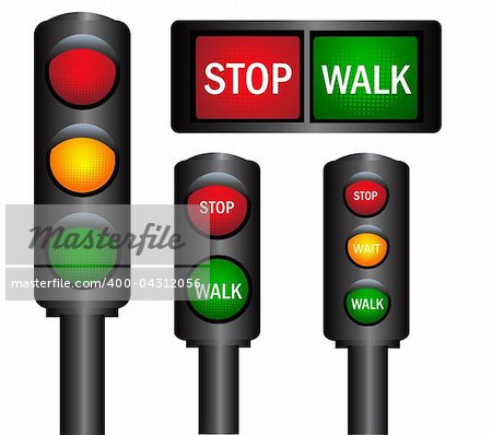 Various traffic lights from different countries vector