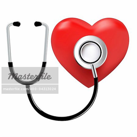 Stethoscope And Heart, Isolated On White Background, Vector Illustration