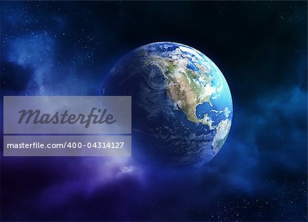 Earth engulfed in a nebula filled galaxy