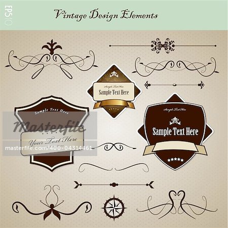 Set of vintage design elements.