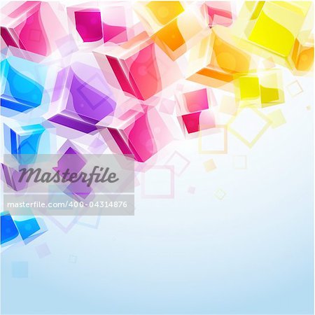 3d bright abstract background with transparent cubes - vector illustration