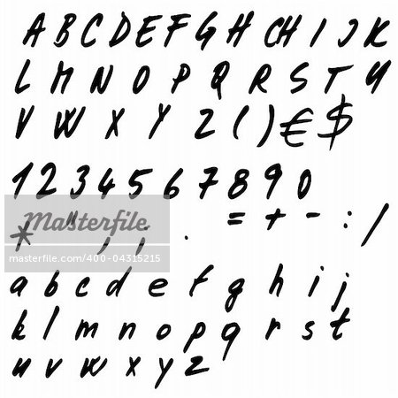 Hand drawn alphabet set - vector. This file is vector, can be scaled to any size without loss of quality.