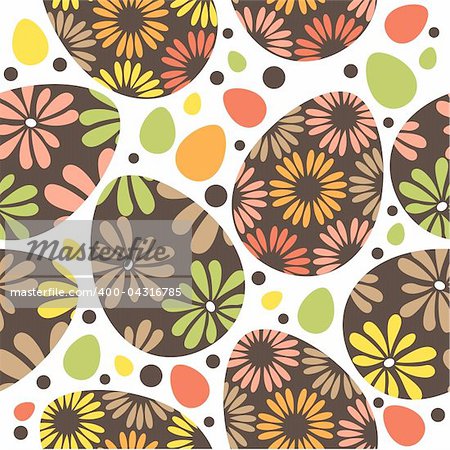 Seamless spring pattern with floral easter eggs