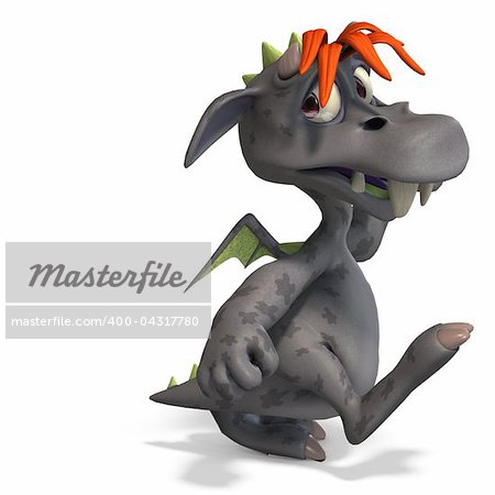 funny and colorful cartoon monster. 3D rendering with clipping path and shadow over white