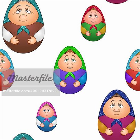 Vector seamless background, Russian traditional national wooden dolls matreshka