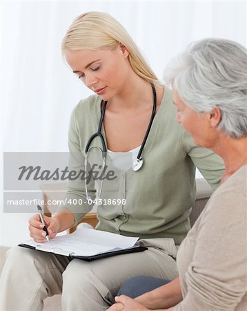 Doctor talking with her patient