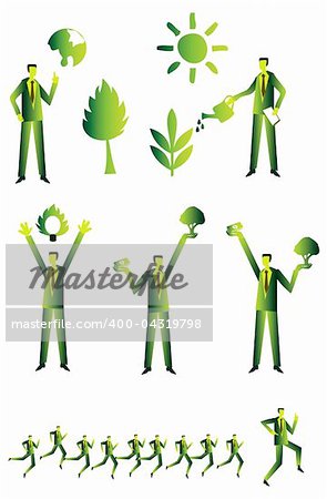 Eco people group, business green icons set 2