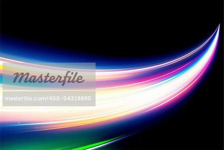 Vector illustration of neon abstract background made of blurred magic color light curved lines