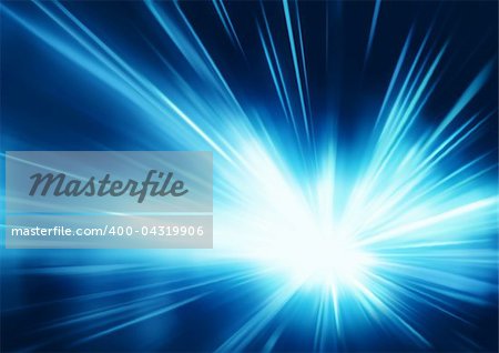 Vector illustration of abstract background with blurred magic neon blue light rays
