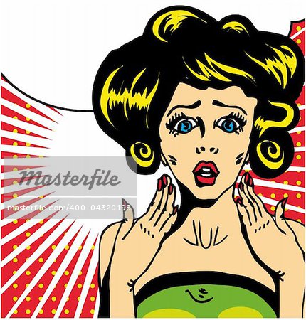 Popart comic 1 Love Vector illustration of surprised woman face