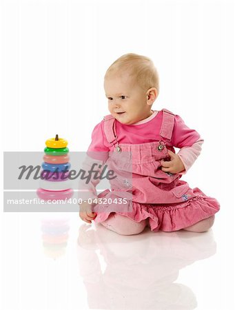 Happy Toddler girl portrait isolated on white