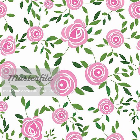 Seamless  flower background with rose and leaves, element for design, vector illustration.Vector version of this image also available in my portfolio