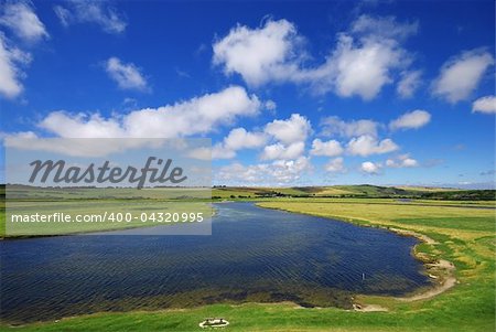 Beautiful summer landscape with a winding river