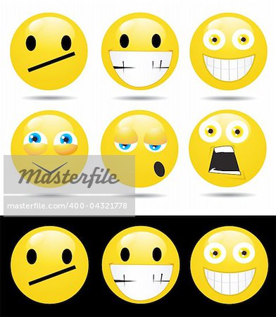 Set of characters of yellow emoticons