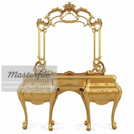 beautiful classic golden commode.  isolated on white