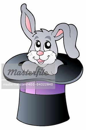 Cute bunny in wizard hat - vector illustration.