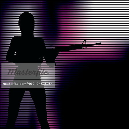 girl with gun vector silhouette,file contains gradient mesh