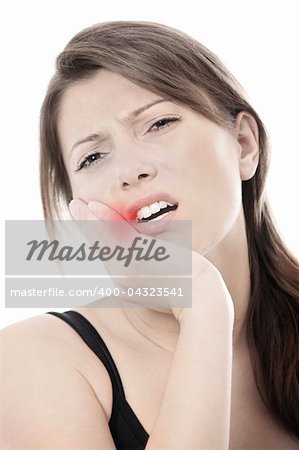 A picture of a young woman with a terrible toothache