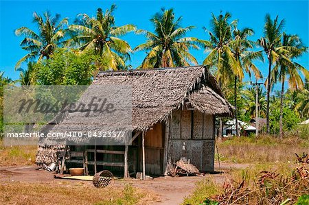 Rural abandoned hut in an indonesia tropical settlement