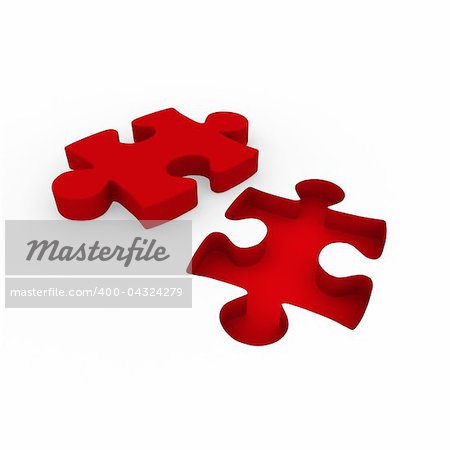 3d puzzle red white success connection piece business