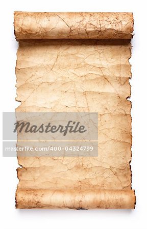 Old paper scroll. Isolated on white background