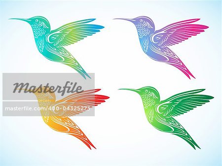 illustration of a set of colorful hummingbird