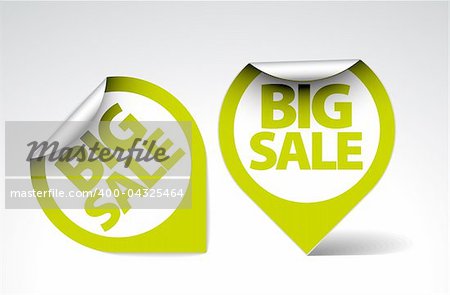 Round Labels / stickers for big sale - green and white version