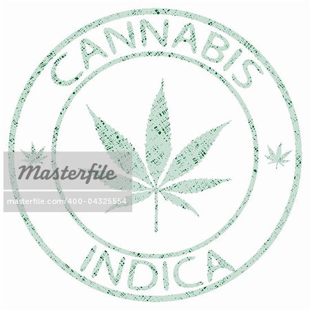 cannabis indica stamp isolated on white background, abstract vector art illustration