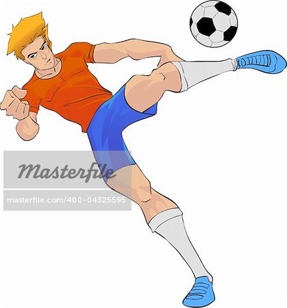 football player kicking the ball with strong power and will