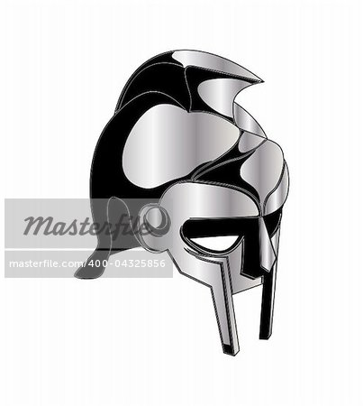 An illustration of a classic roman gladiator helmet