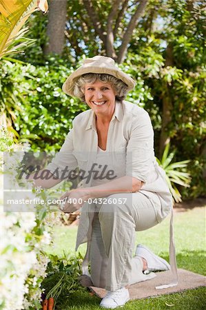 Pretty senior woman looking at the camera