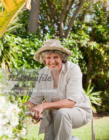 Pretty senior woman looking at the camera