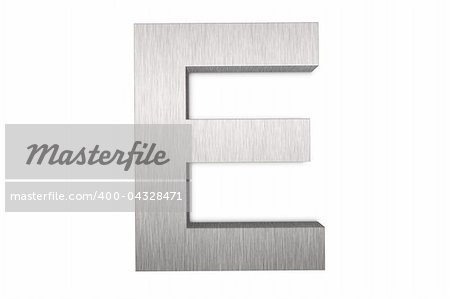 Brushed metal letter E