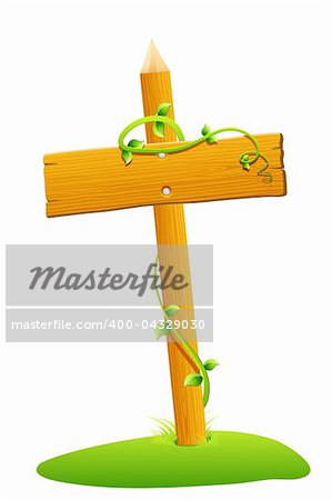 illustration of wooden sign board on isolated background