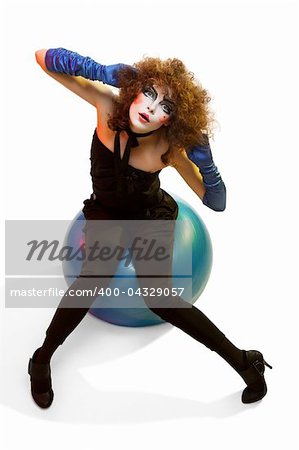 Woman mime with theatrical makeup. Studio shot.